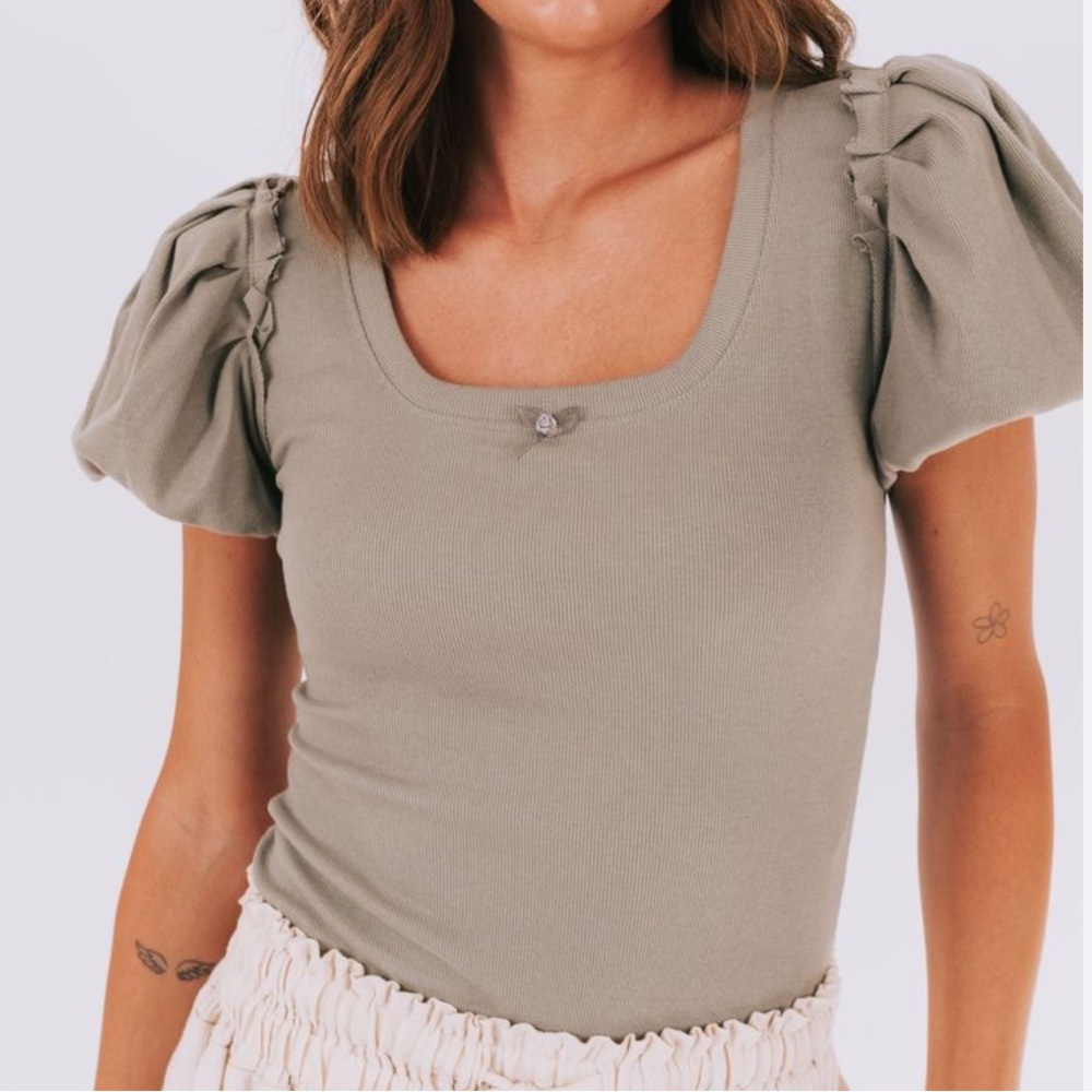 Free People Sage Puff Sleeve Bodysuit
